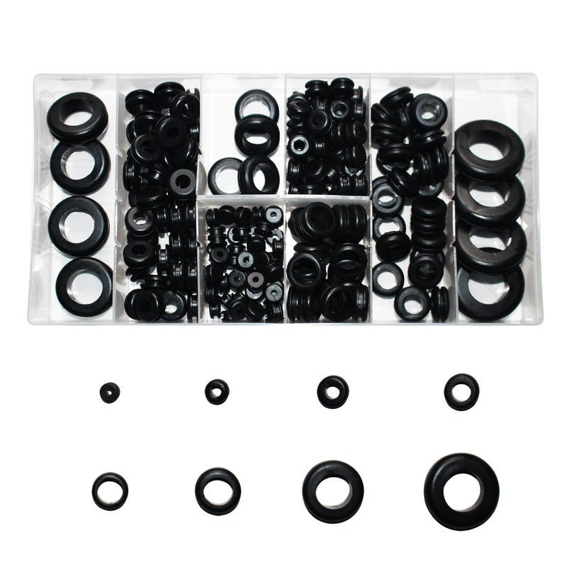 RUMMAIX 200 Pcs Rubber Grommets for Wiring - 8 Sizes (1/4", 5/16", 3/8", 7/16", 1/2", 5/8", 7/8", 1") Hole Rubber Grommet Assortment Kit for Wire - Image 3